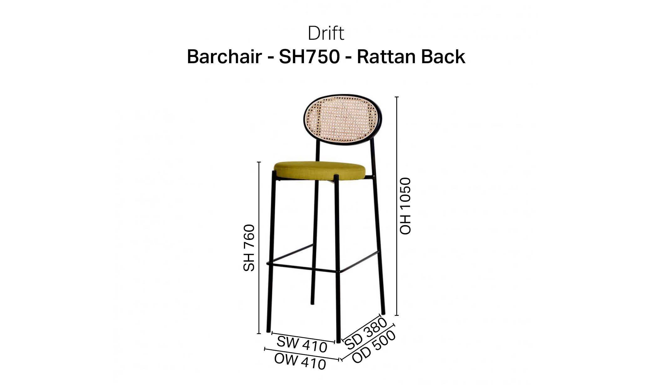 Drift Barchair - SH750 - Rattan Back